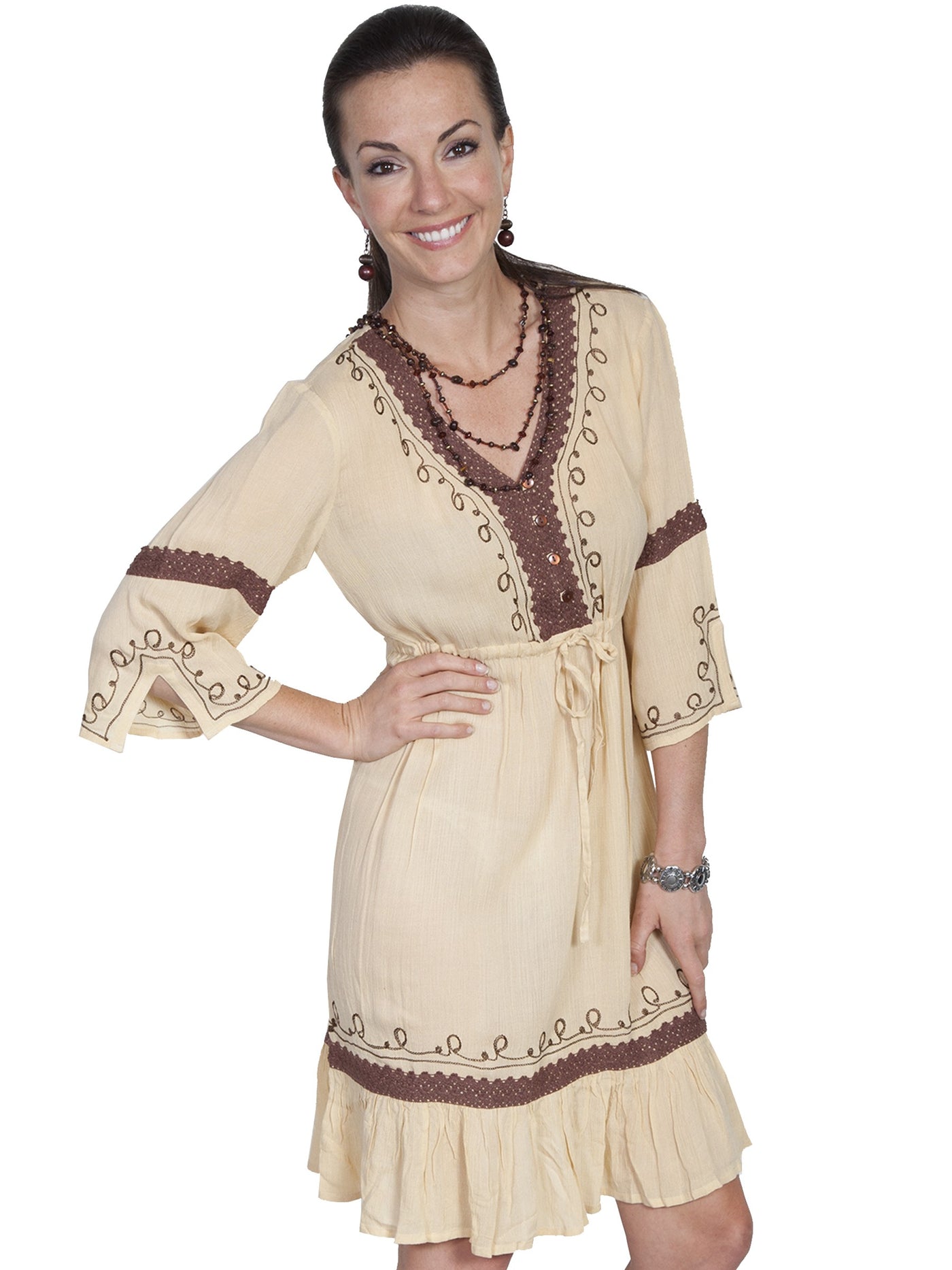 Western Style Pullover Dress in Bone by Scully Leather
