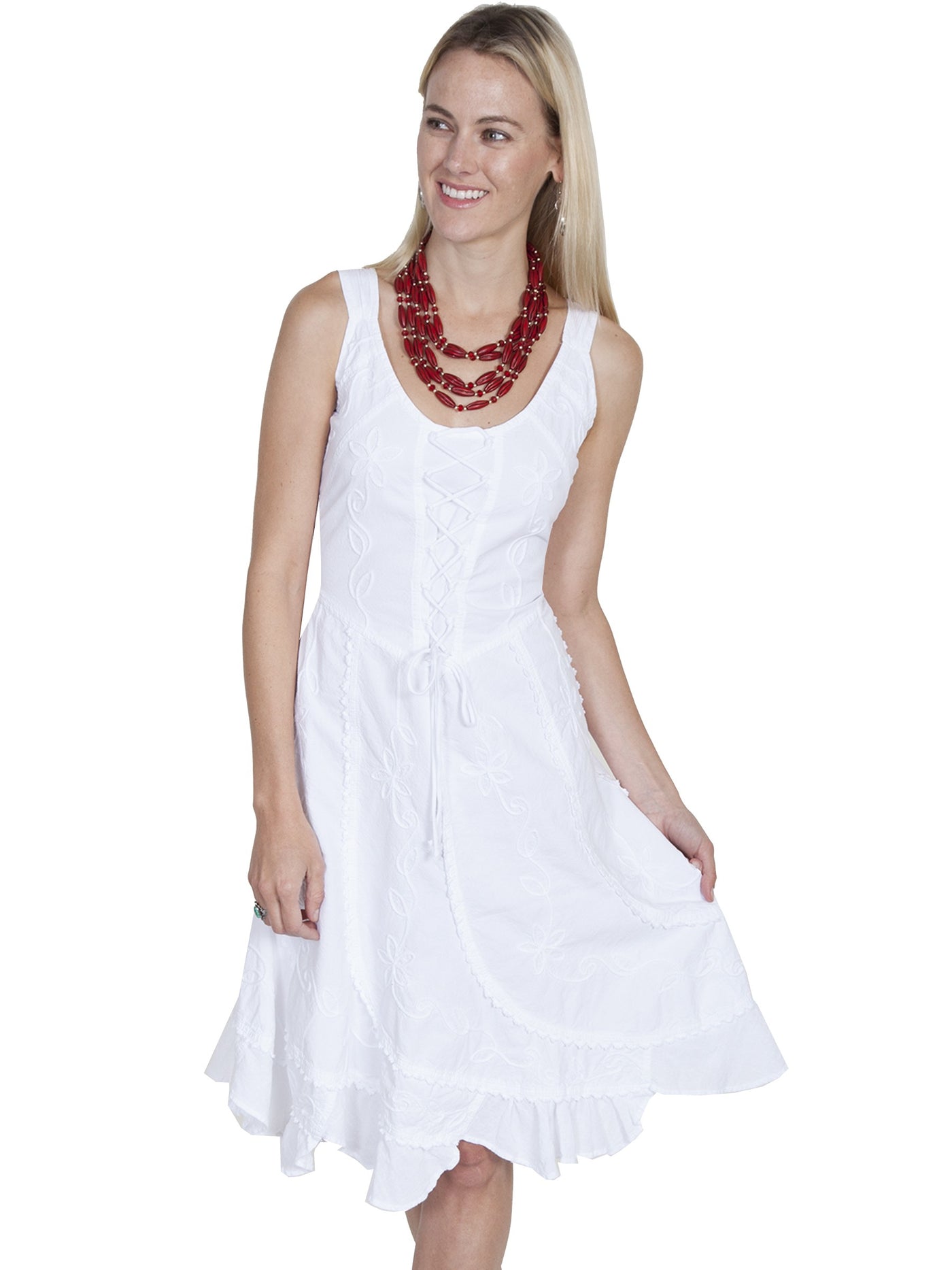 Western Romance Saloon Dress in White by Scully Leather
