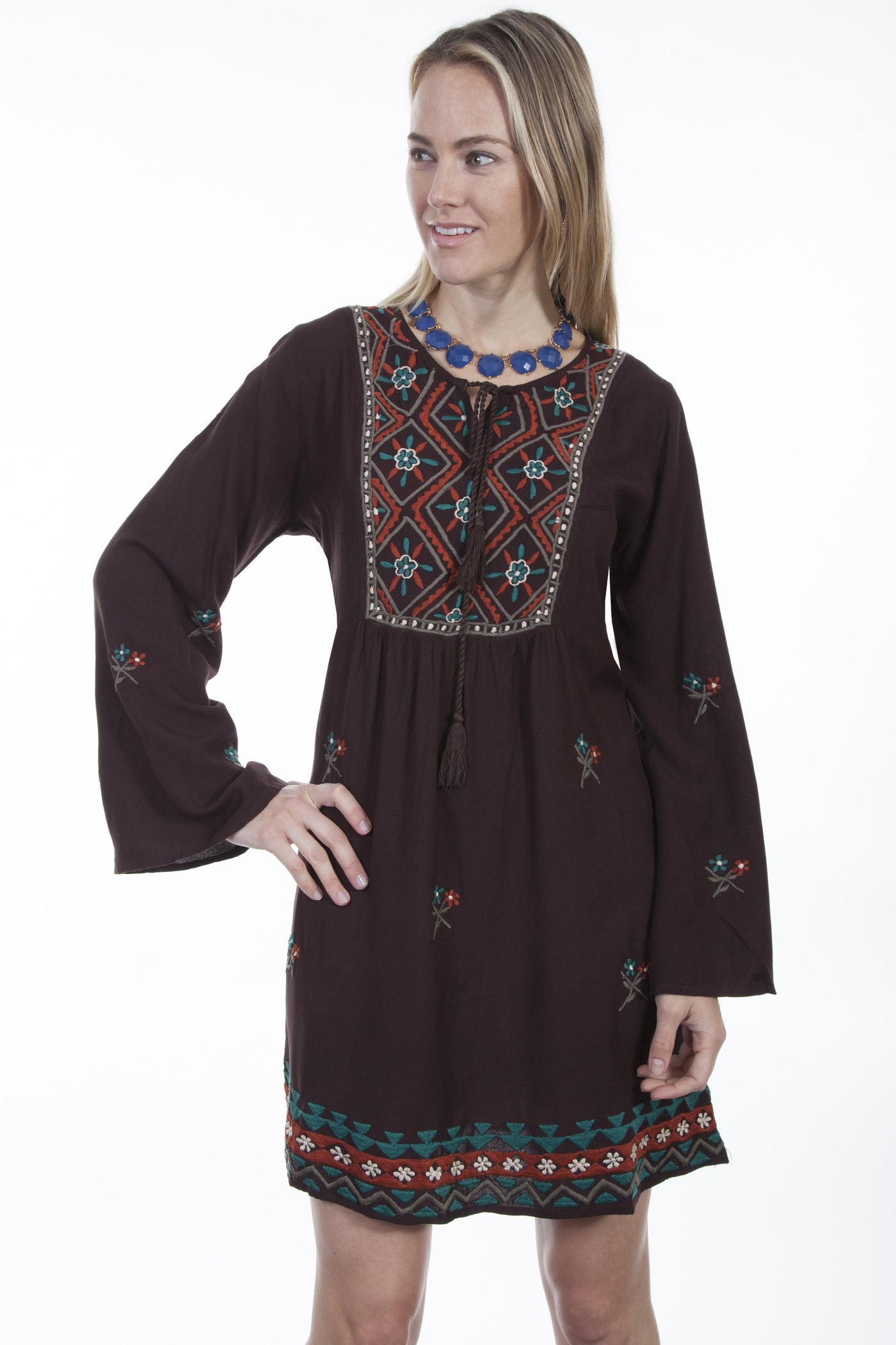 Honey Creek Bohemian Tribal Dress in Chocolate by Scully Leather