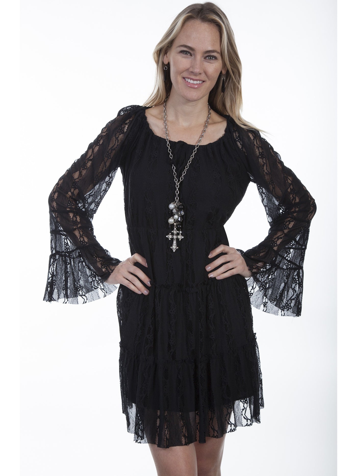 Honey Creek Saddle Up Sweet Cowgirl Dress in Black by Scully Leather