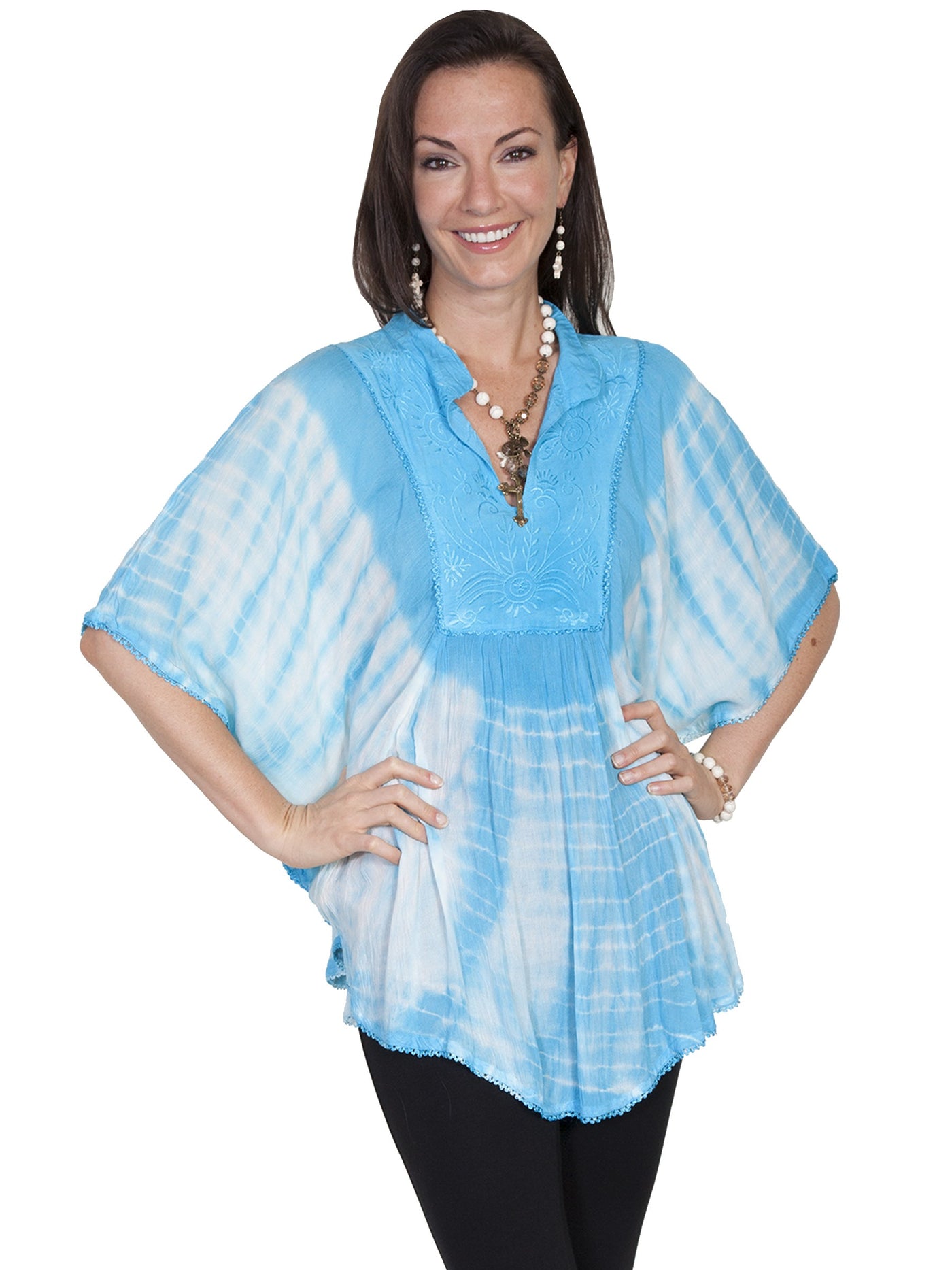 Honey Creek Bohemian Poncho Blouse in Turquoise by Scully Leather