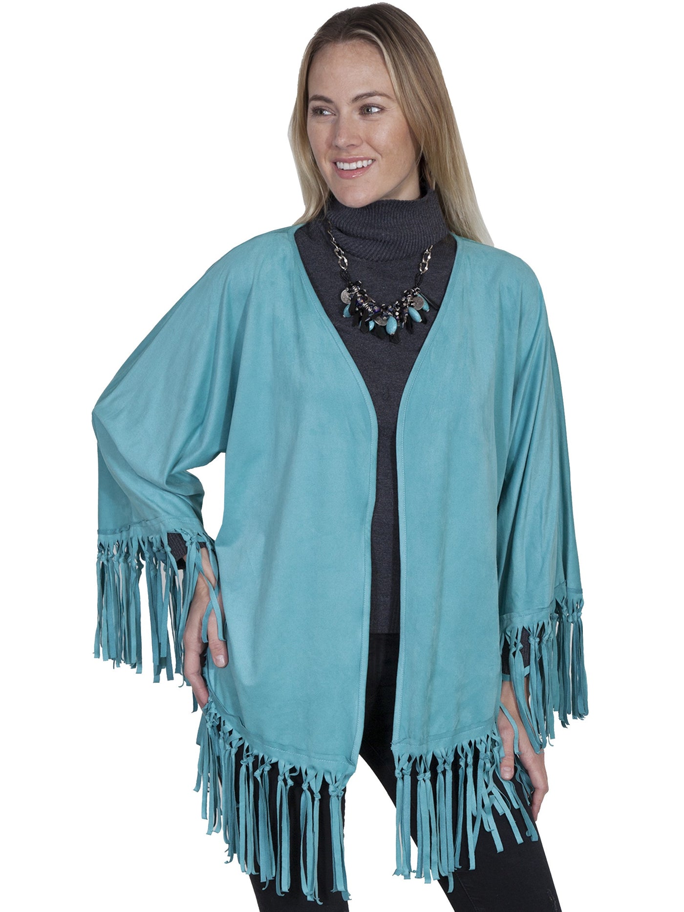 Honey Creek Old West Fringe Wrap in Turquoise by Scully Leather