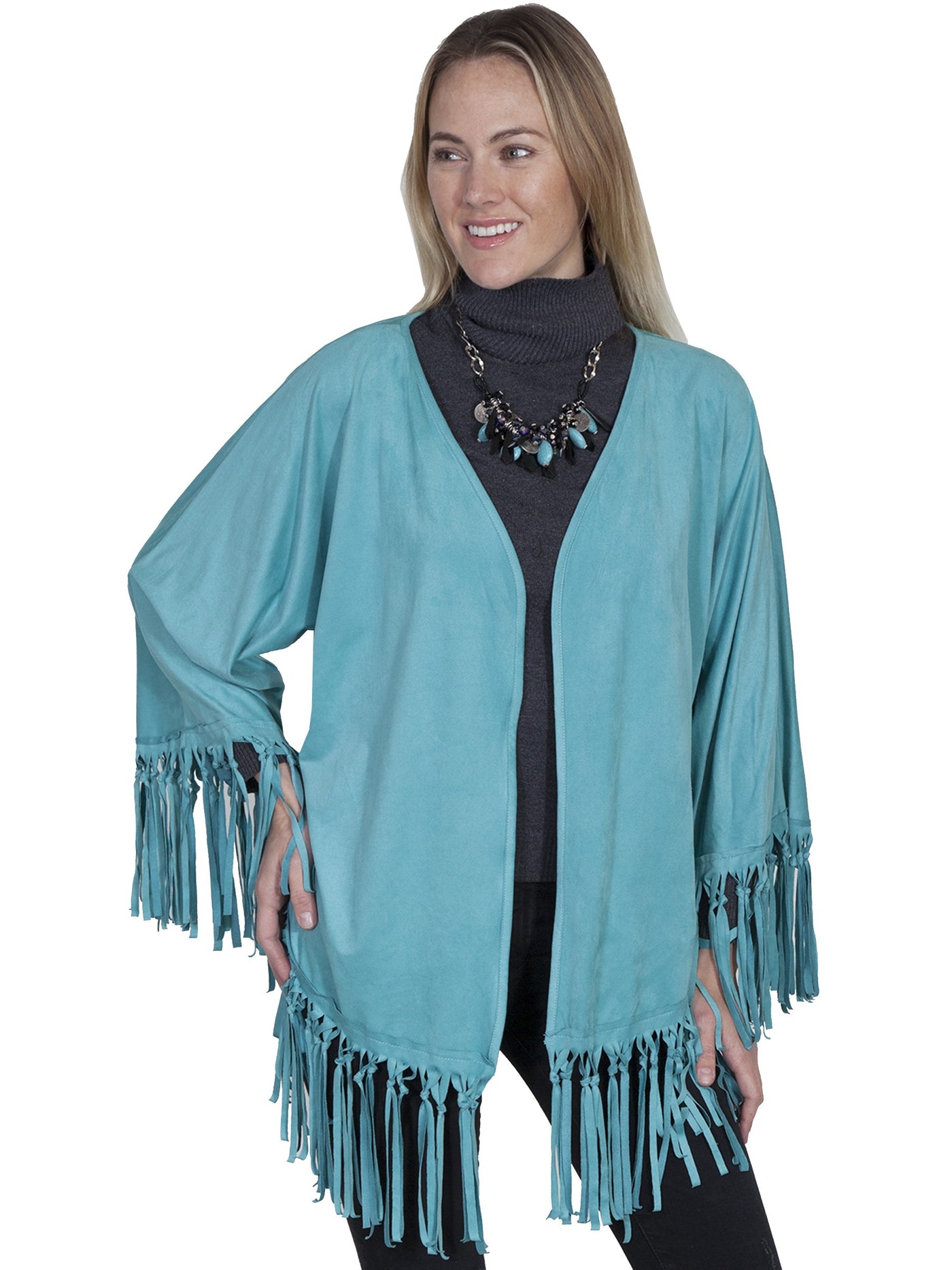 Old West Fringe Wrap in Turquoise - SOLD OUT