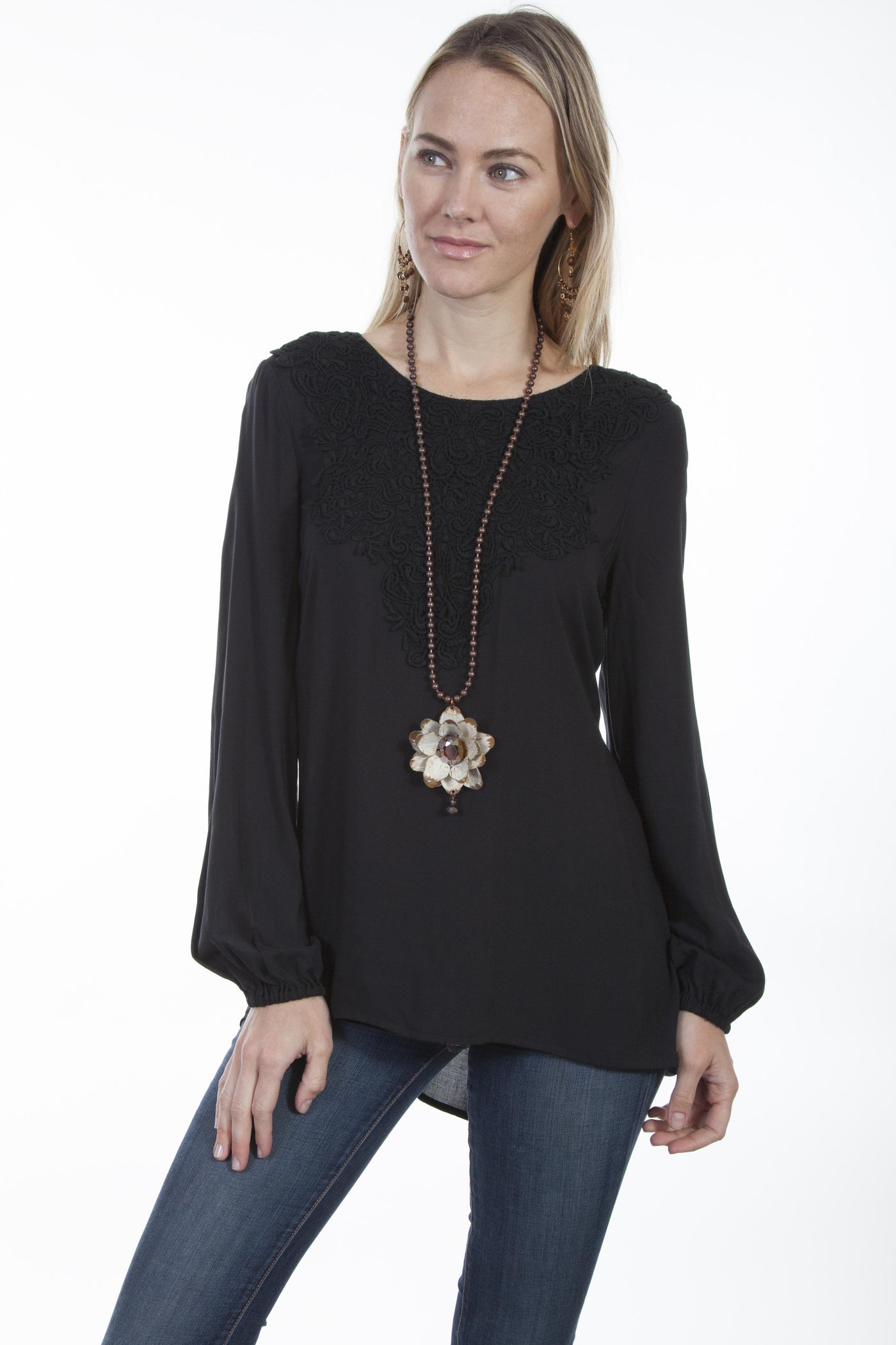 Honey Creek Barn Swallow Tunic in Black by Scully Leather