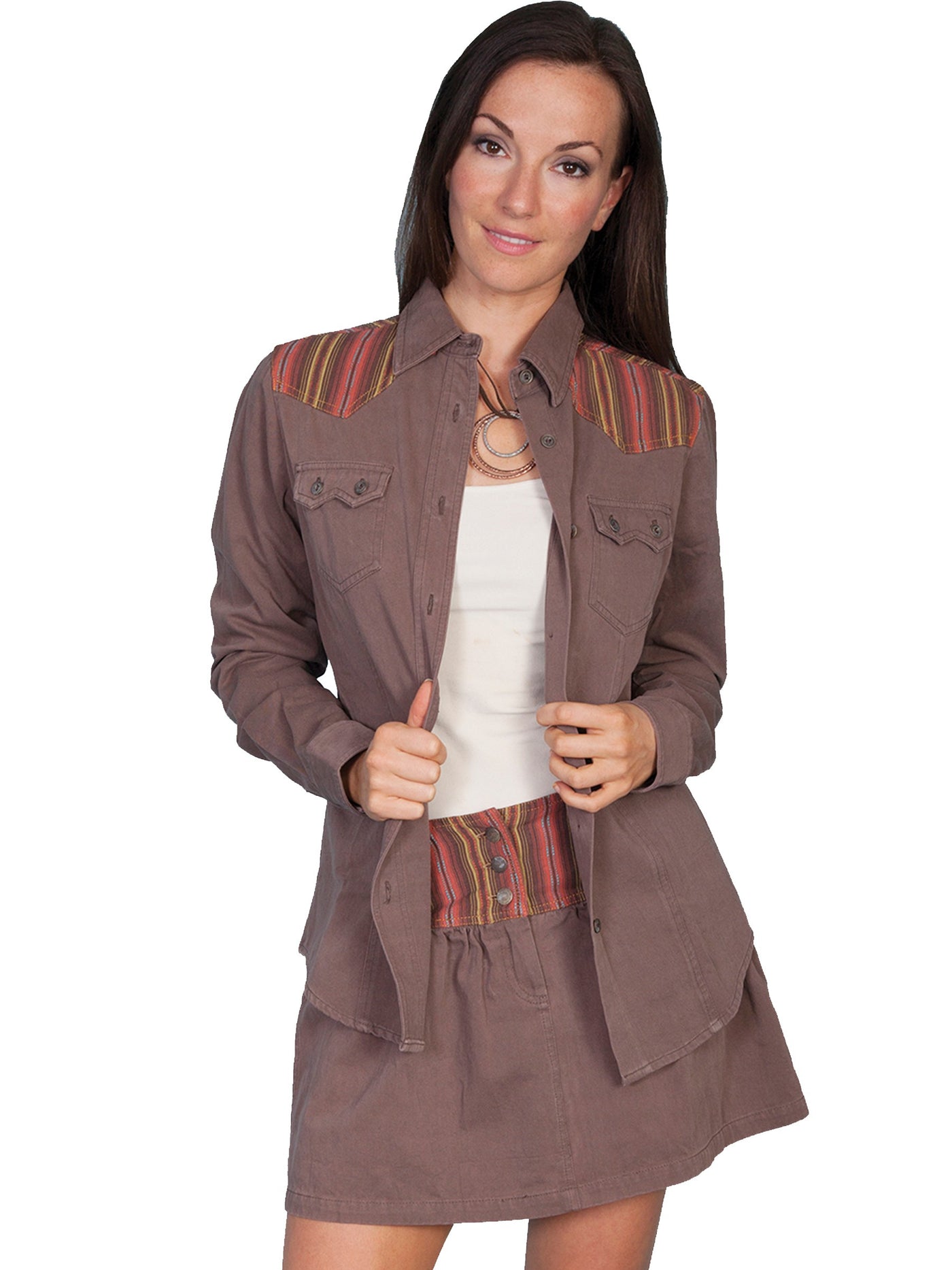 Honey Creek Old West Twill Shirt in Brown by Scully Leather