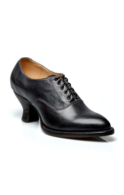 Janet Victorian Style Leather Lace-Up Black Shoes by Oak Tree Farms