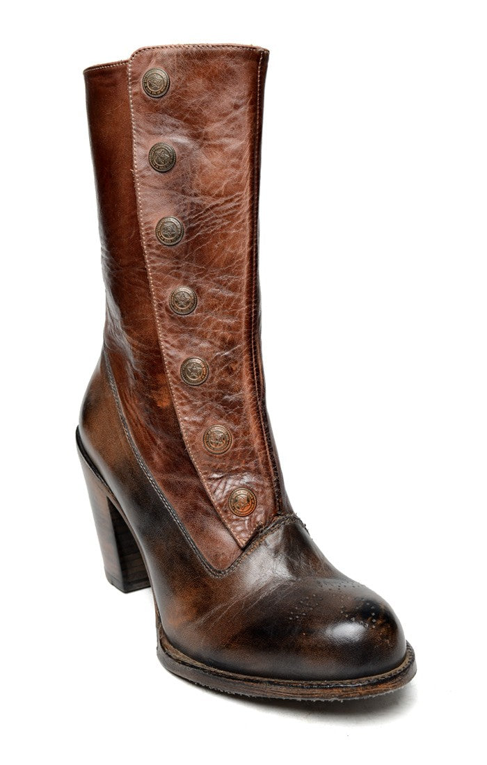 Steampunk Style Mid-Calf Leather Boots in Black Teak