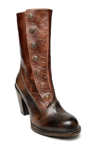 Steampunk Style Mid-Calf Leather Boots in Black Teak