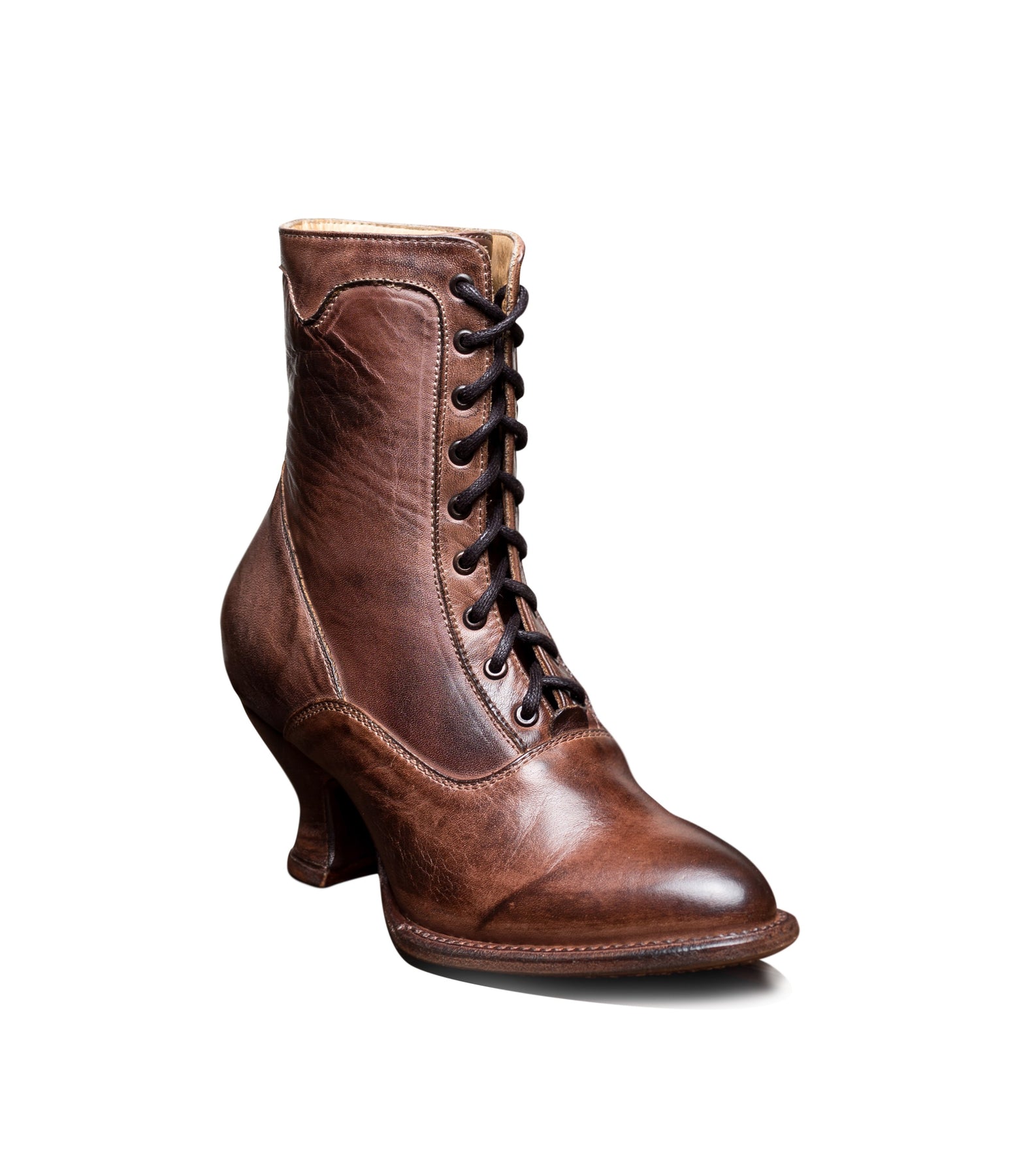 Victorian Inspired Leather ankle Boots in Tan Rustic by Oak Tree Farms ...