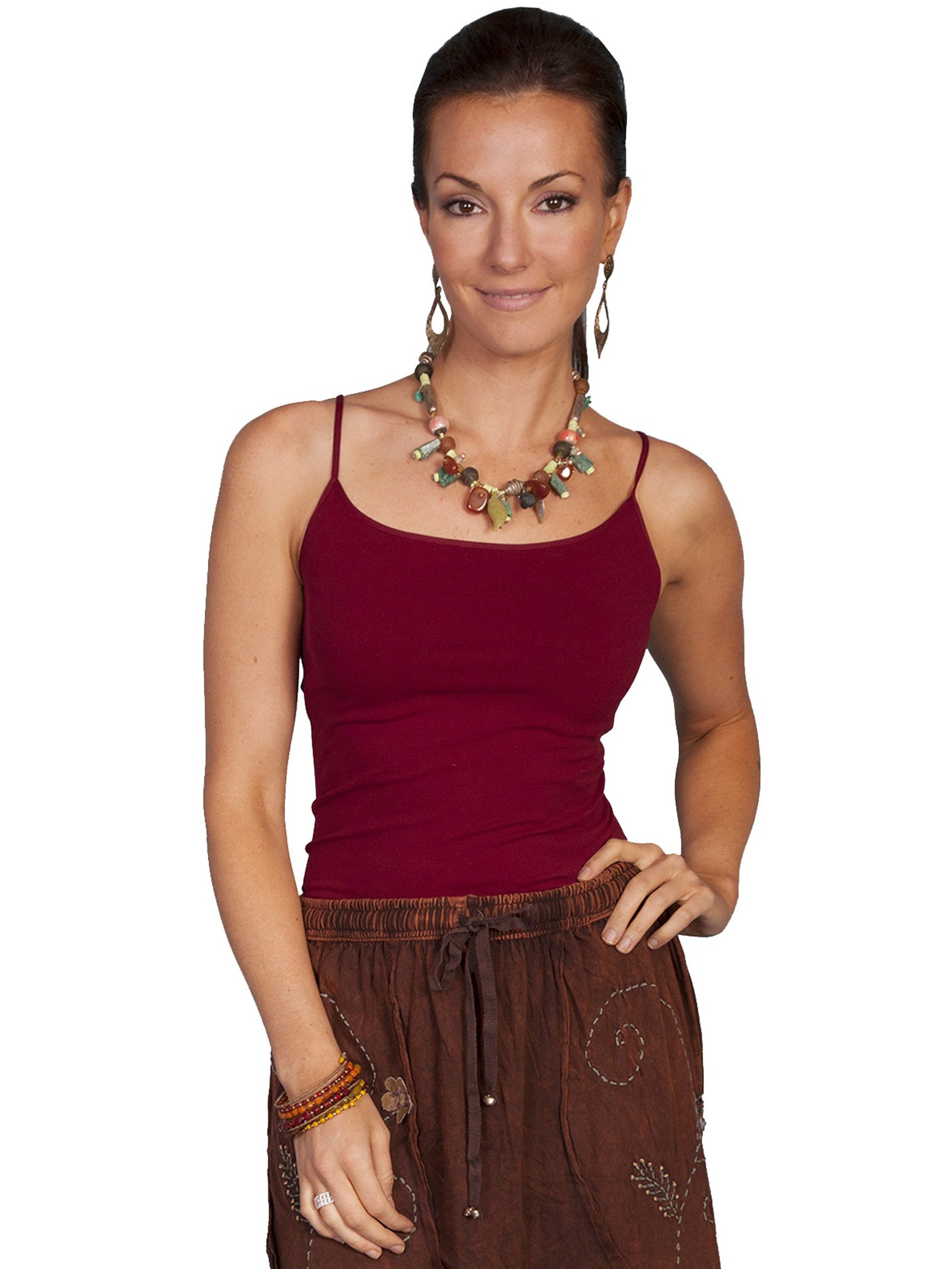 Honey Creek Spring Star Seamless Camisole in Burgundy by Scully Leather
