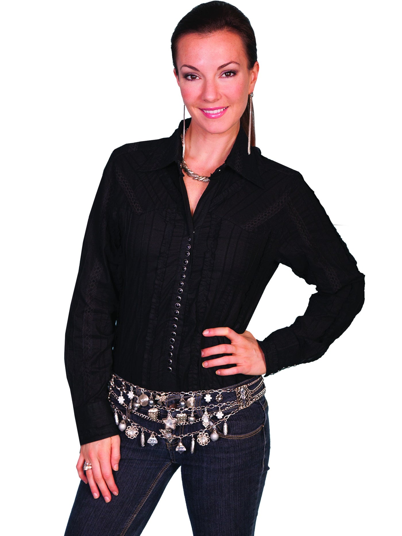 Country Chic Cotton Blouse in Black - SOLD OUT