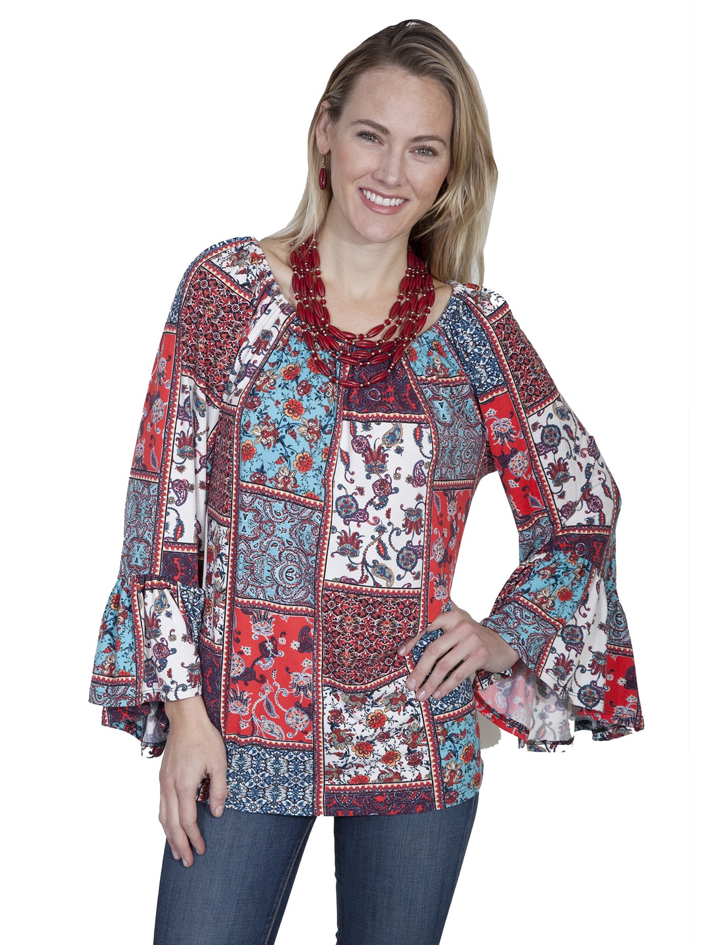 Honey Creek Prairie Colorful Blouse in Multi by Scully Leather