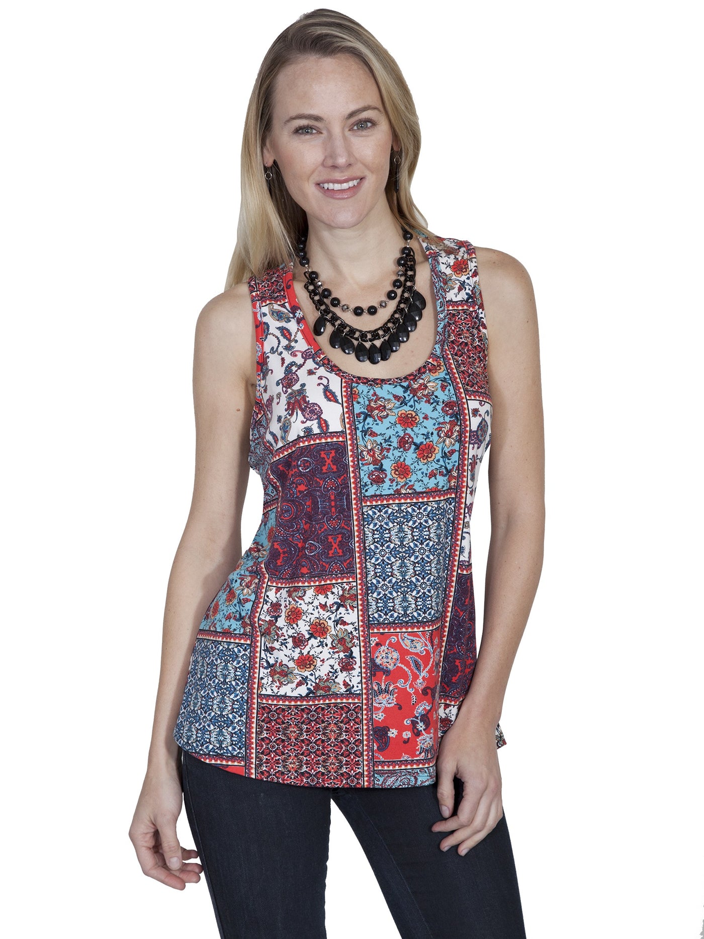 Honey Creek Prairie Colorful Tank in Multi by Scully Leather