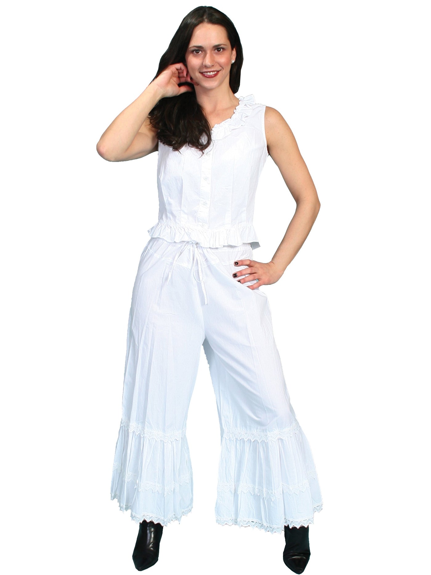 Rangewear Western Style Ruffled Bloomers in White by Scully Leather
