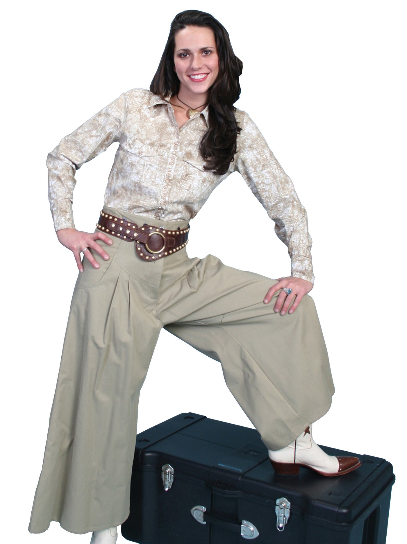 Rangewear Cowgirl Horse Riding Shortened Trousers in Tan by Scully Leather