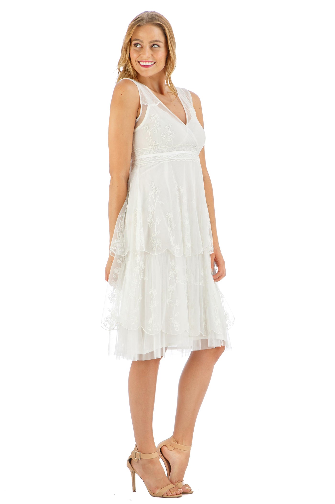 Age of Love Emily AL-236 Vintage Style Party Dress in Ivory by Nataya