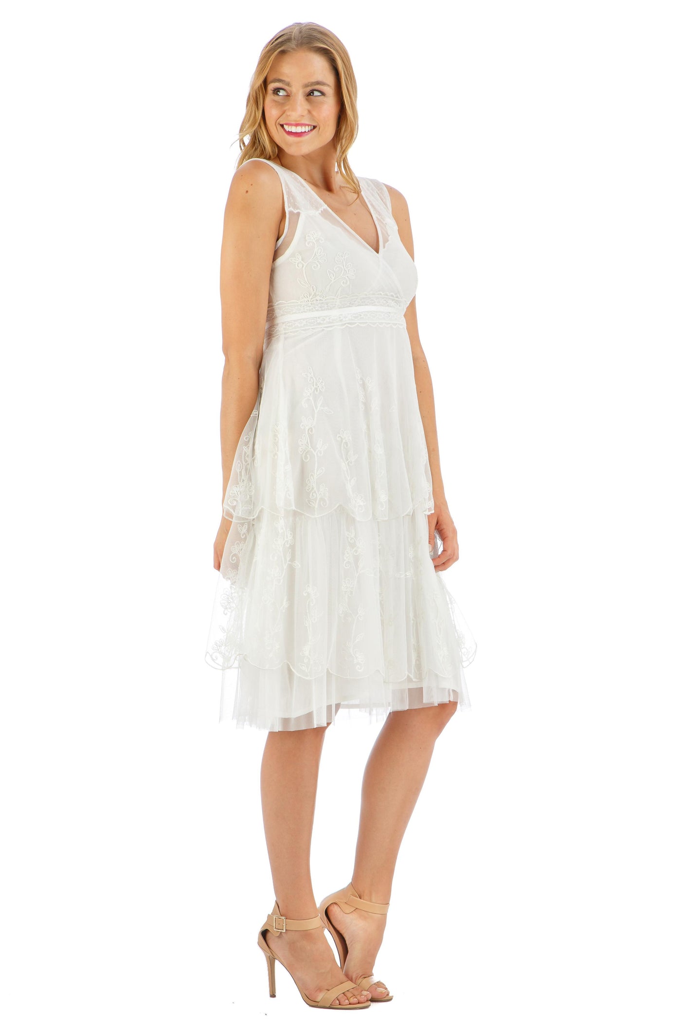 Emily Vintage Style Party Dress in Ivory by Nataya