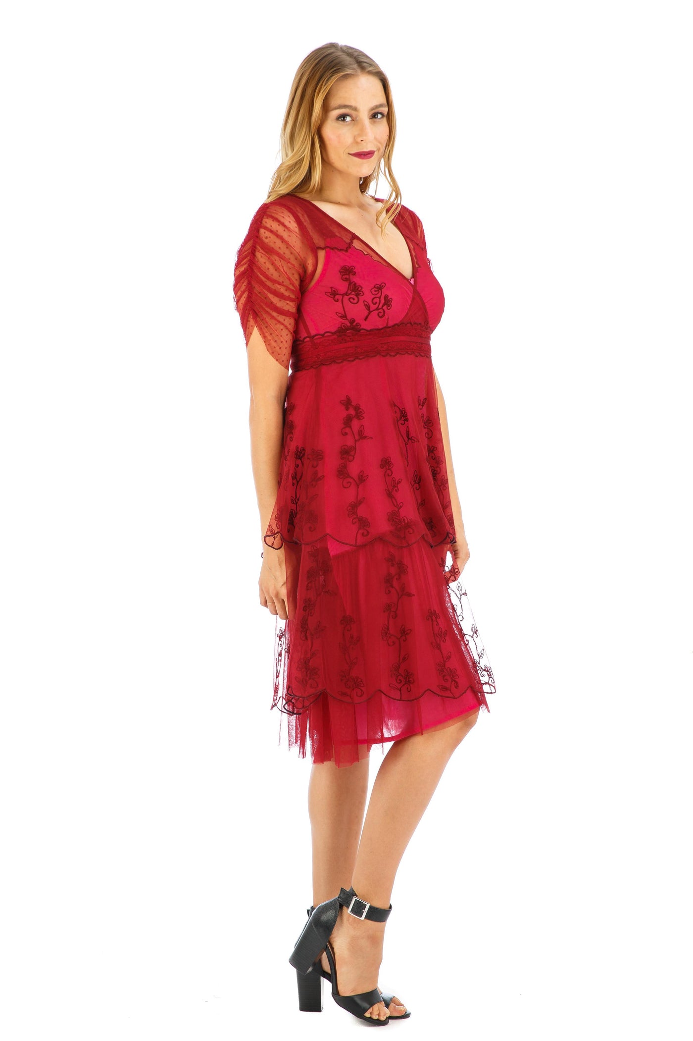 Zoey Vintage Style Party Dress in Raspberry by Nataya