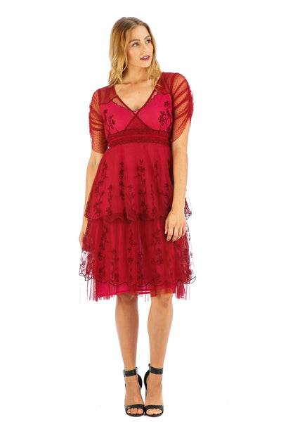 Zoey Vintage Style Party Dress in Raspberry by Nataya