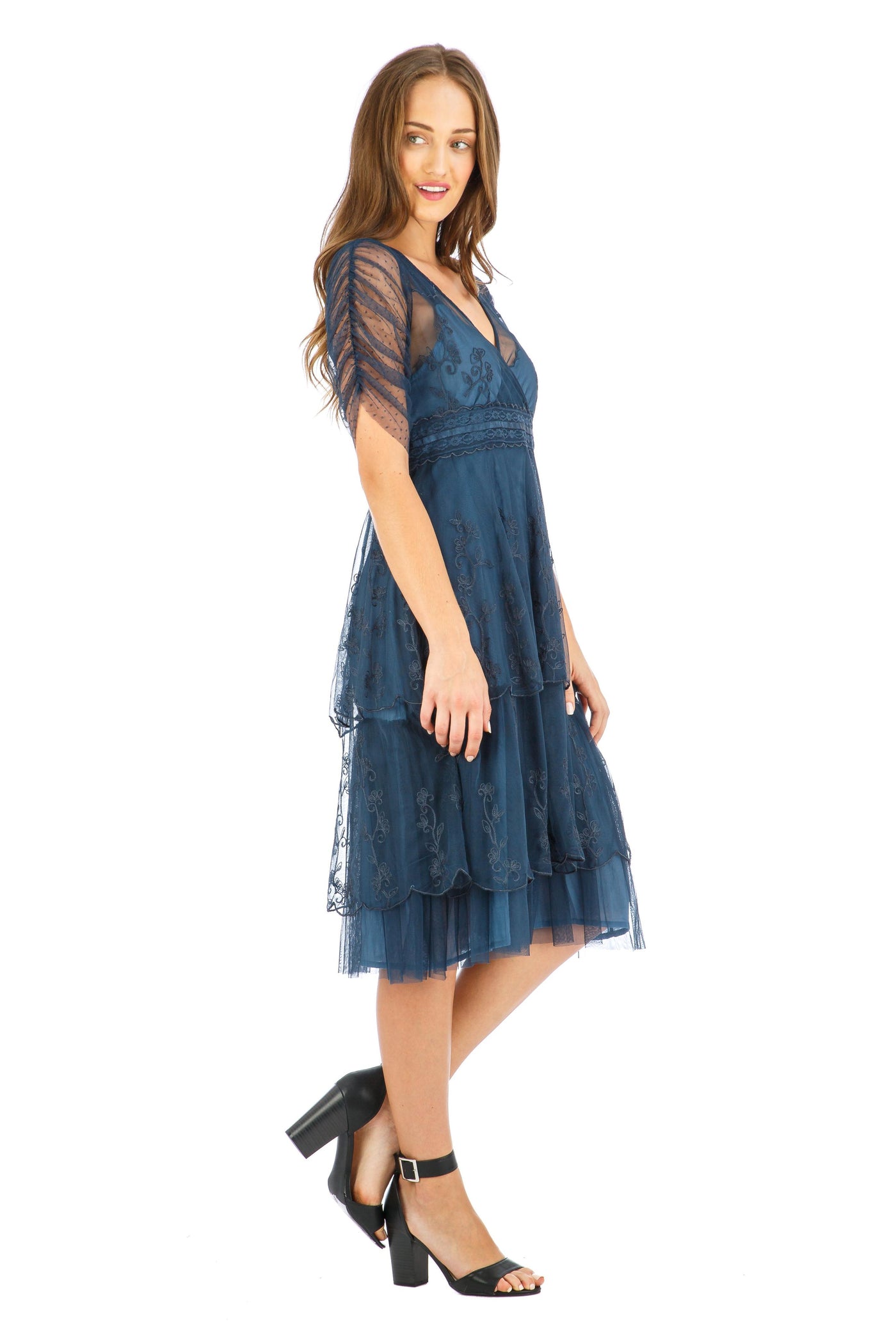 Age of Love Zoey AL-237 Vintage Style Party Dress in Indigo by Nataya