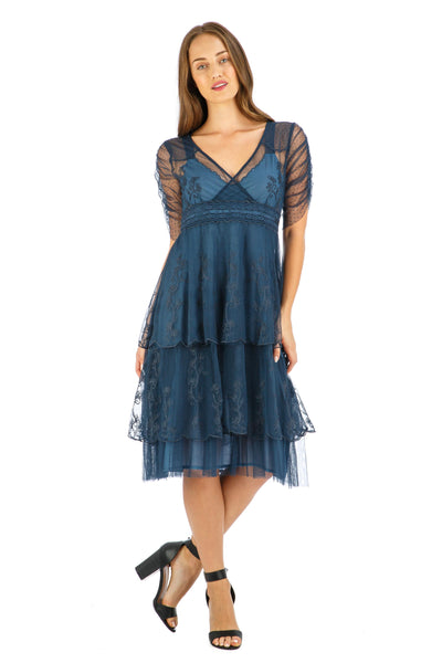 Age of Love Zoey AL-237 Vintage Style Party Dress in Indigo by Nataya