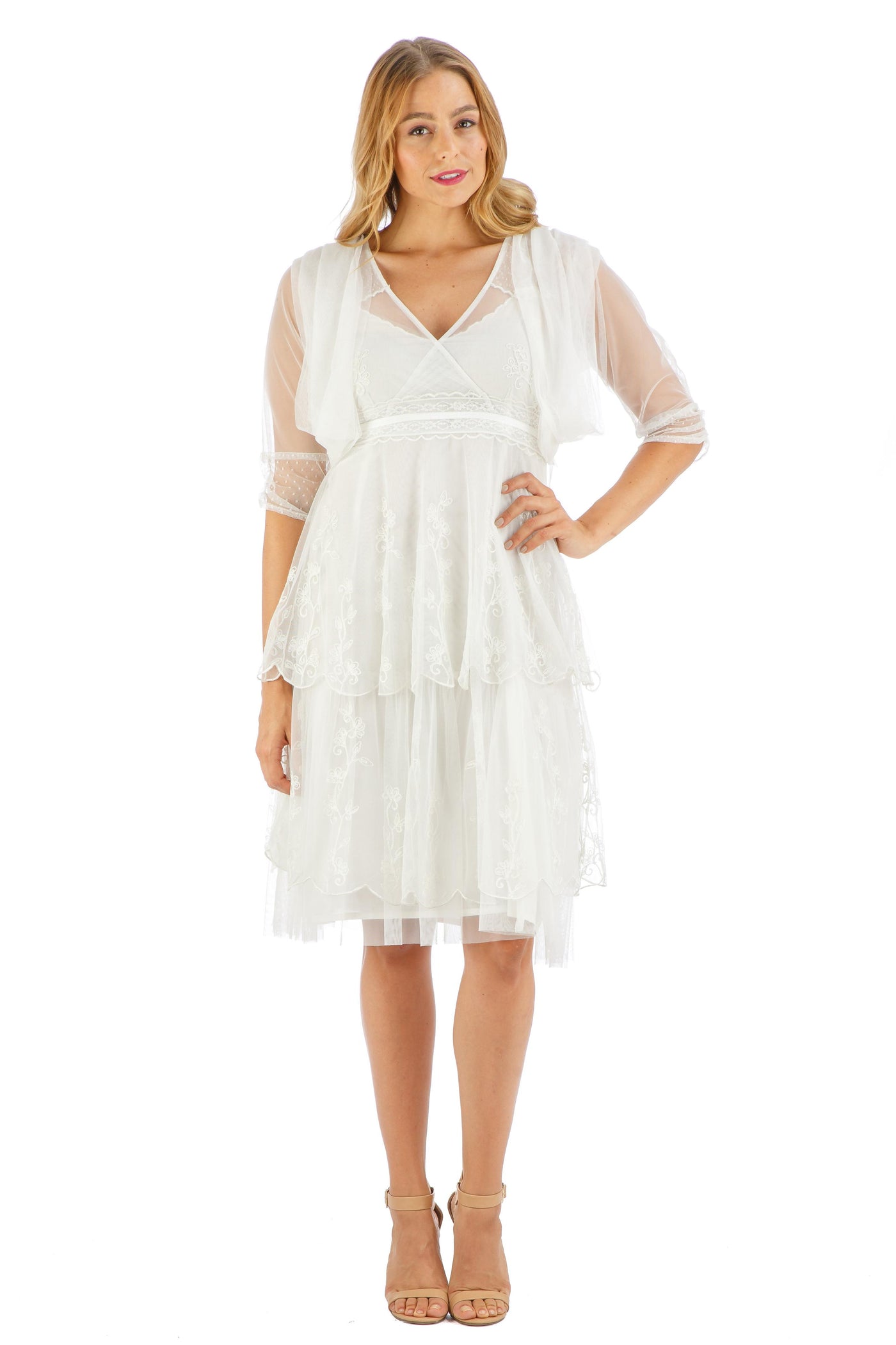 Age of Love Elise AL-432 Vintage Style Party Dress in Ivory by Nataya