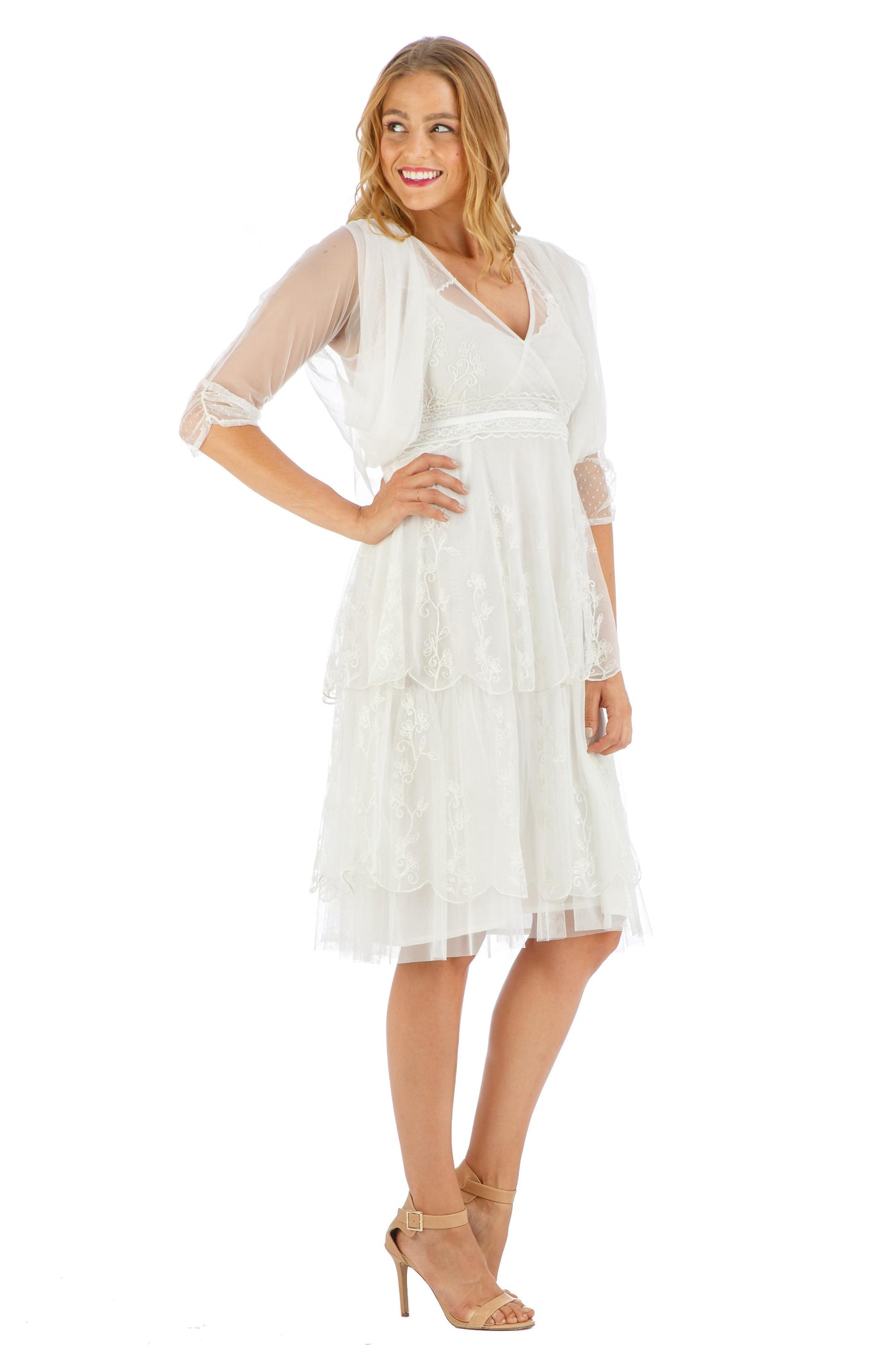 Age of Love Elise AL-432 Vintage Style Party Dress in Ivory by Nataya