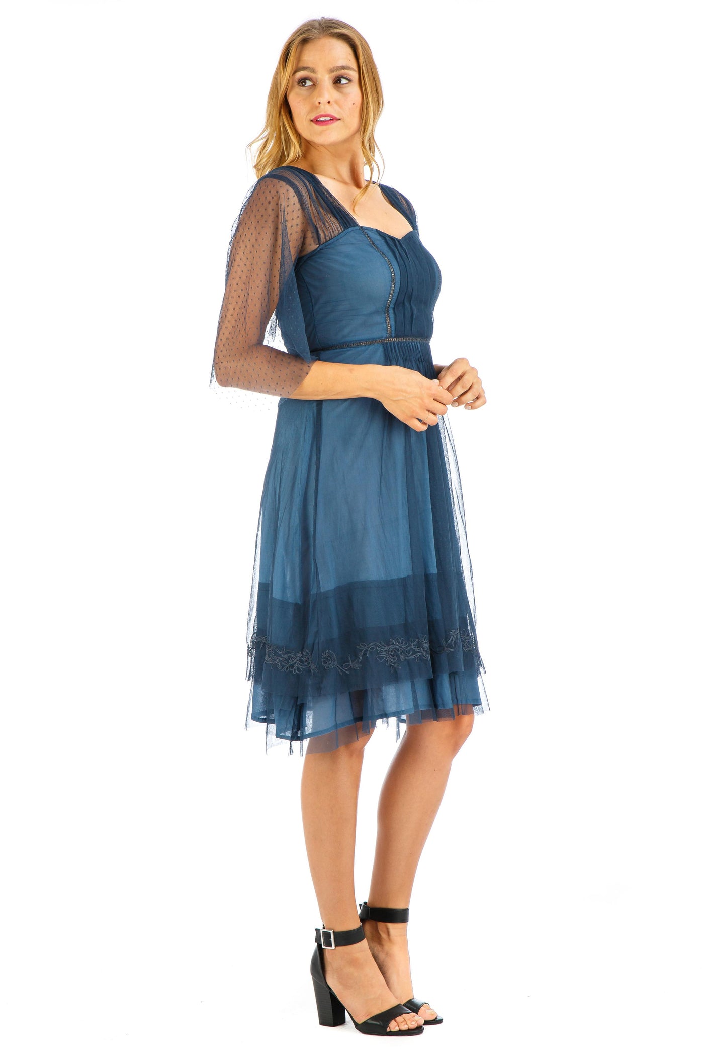 Age of Love Chloe AL-245 Vintage Style Party Dress in Indigo by Nataya