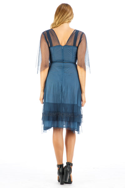 Age of Love Chloe AL-245 Vintage Style Party Dress in Indigo by Nataya