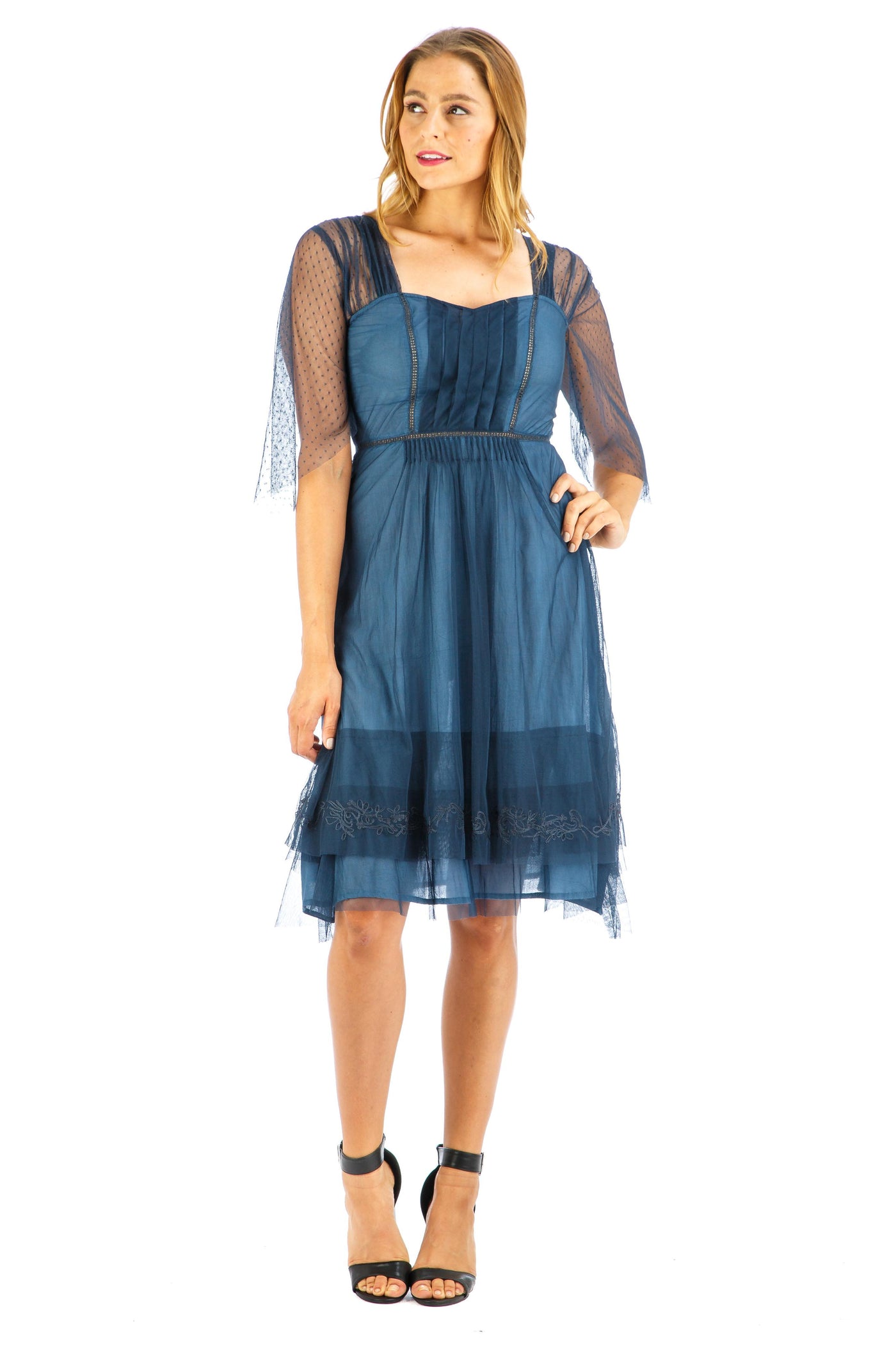 Chloe Vintage Style Party Dress AL-245 in Indigo by Nataya