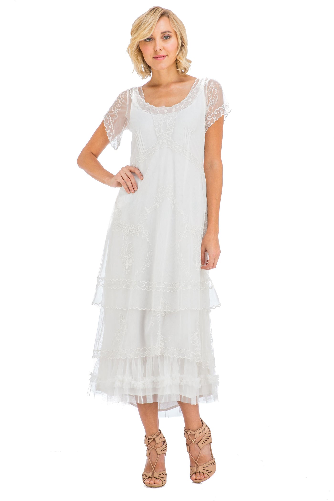 Arrianna CL-169 Vintage Style Party Dress in Ivory by Nataya