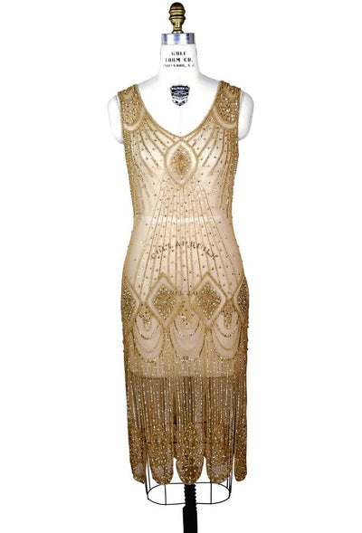 Great Gatsby Cocktail Midi Dress in Butterscotch Gold - SOLD OUT