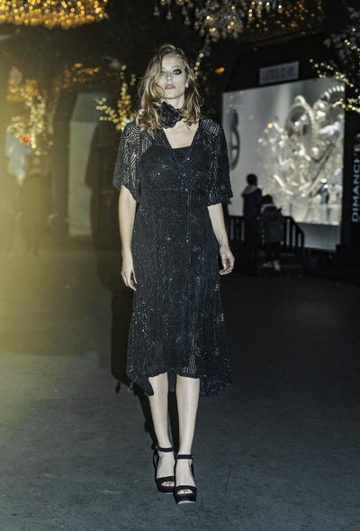 Flapper Style Wrap Dress in Kohl by The Deco Haus