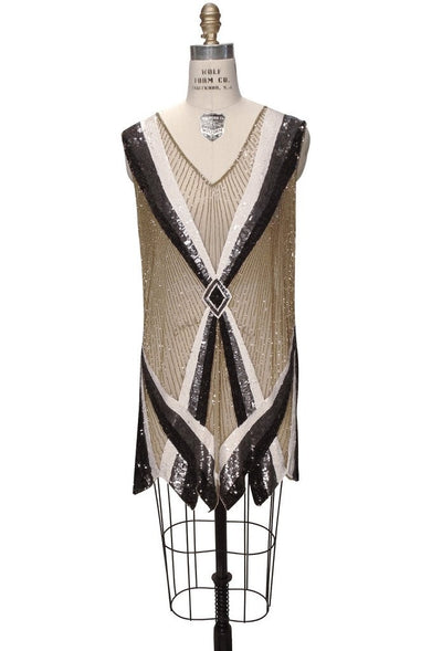 Art Deco Cocktail Gown in Champagne/Gold by The Deco Haus