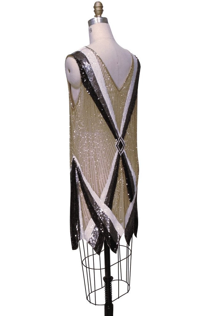 Art Deco Cocktail Gown in Champagne/Gold by The Deco Haus