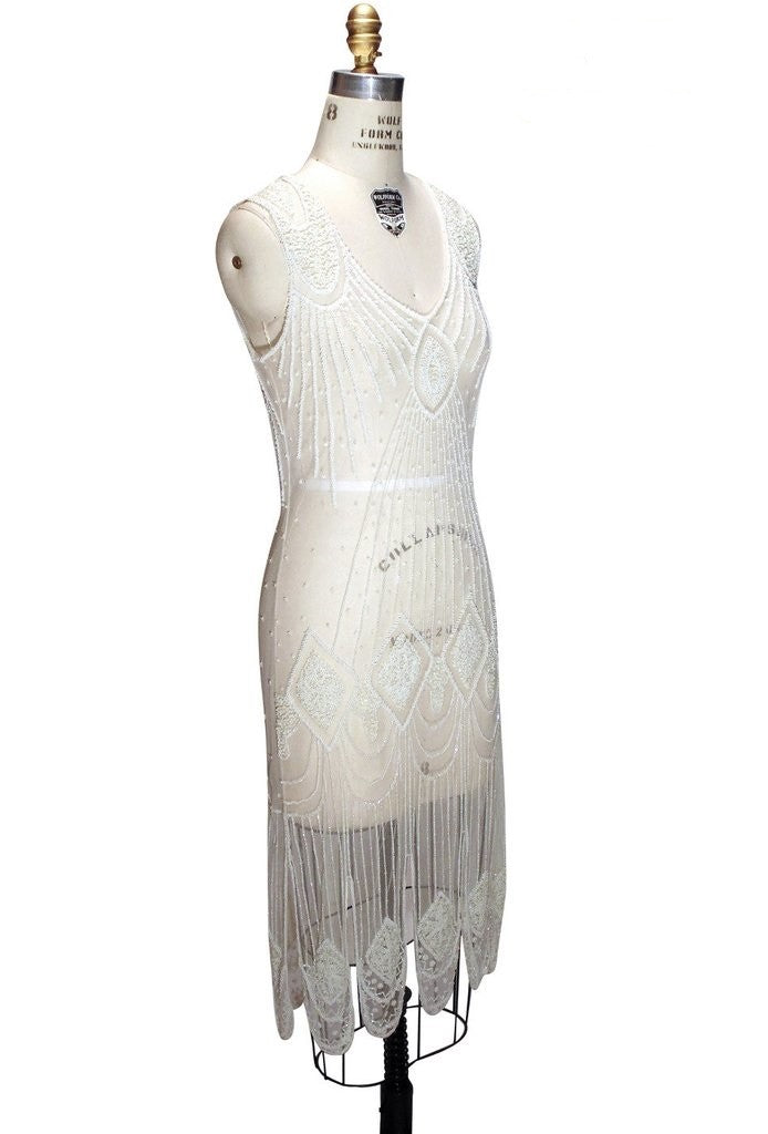 Great Gatsby Cocktail Midi Dress in Cream Bone - SOLD OUT