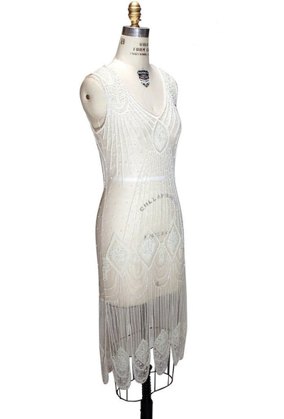 Great Gatsby Cocktail Midi Dress in Cream Bone - SOLD OUT