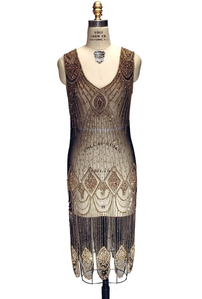 Great Gatsby Cocktail Midi Dress Gold-Black - SOLD OUT