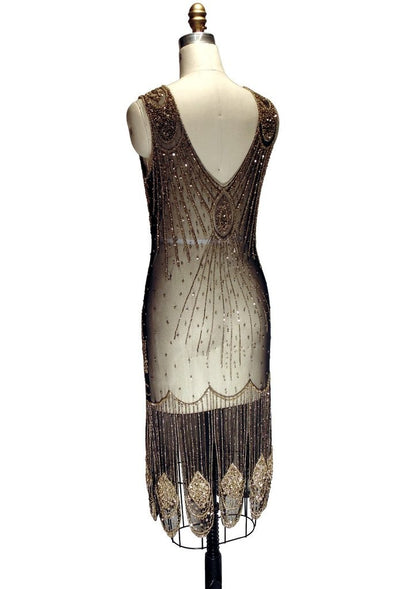 Great Gatsby Cocktail Dress Gold/Black by The Deco Haus