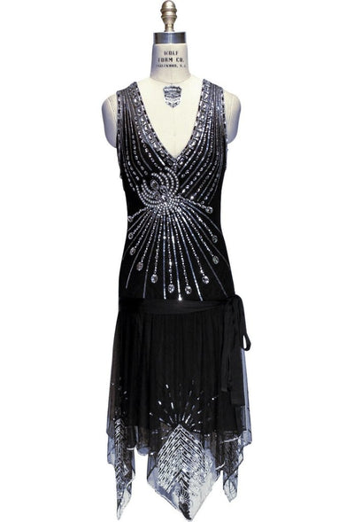 Art Deco Crystal Party Dress in Black Jet - SOLD OUT