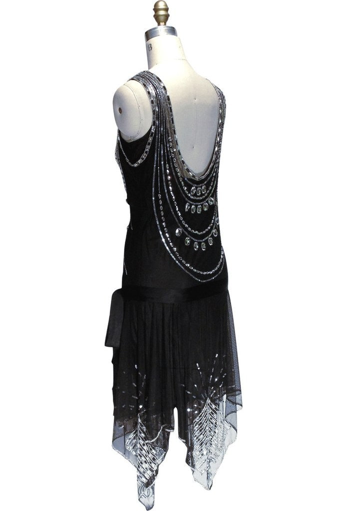 Art Deco Crystal Party Dress in Black Jet by The Deco Haus