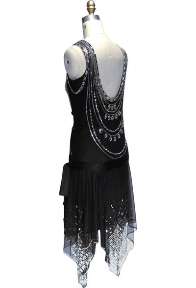 Art Deco Crystal Party Dress in Black Jet by The Deco Haus