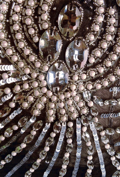 Art Deco Crystal Party Dress in Black Jet by The Deco Haus
