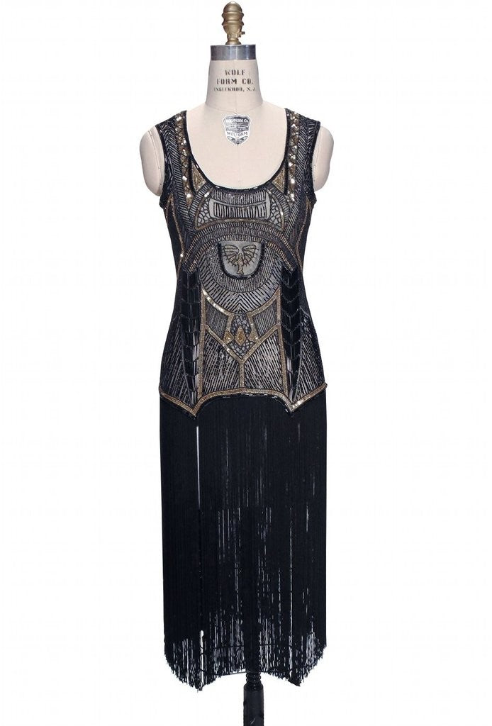 Roaring 20s Art Deco Dress in Black by The Deco Haus