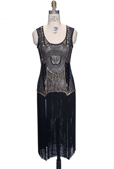 Roaring 20s Art Deco Dress in Black by The Deco Haus