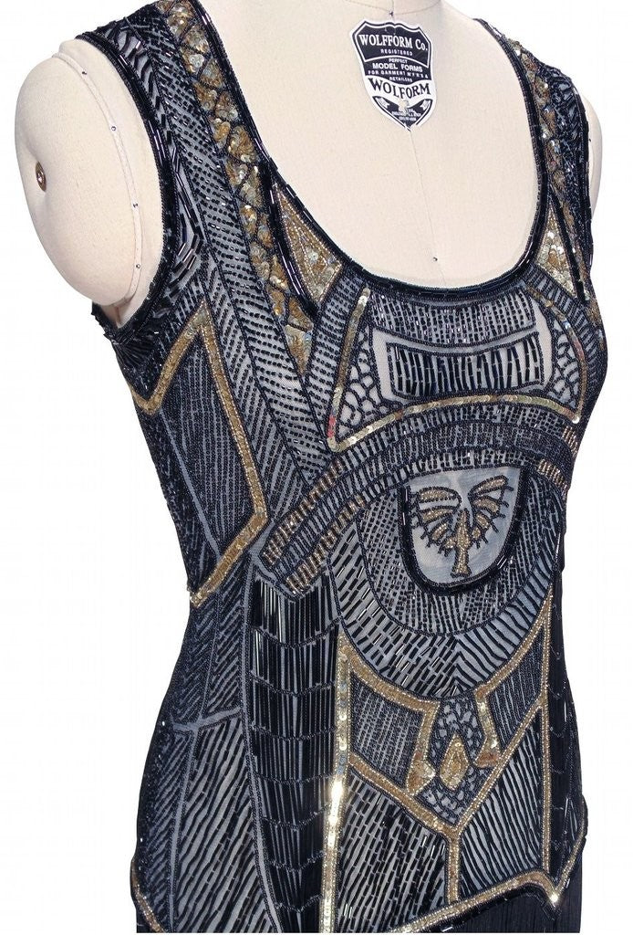 Roaring 20s Art Deco Dress in Black by The Deco Haus