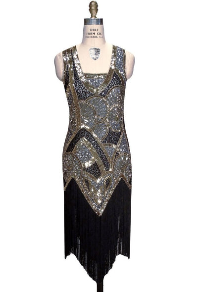 Charleston Art Deco Party Dress in Sapphire by The Deco Haus