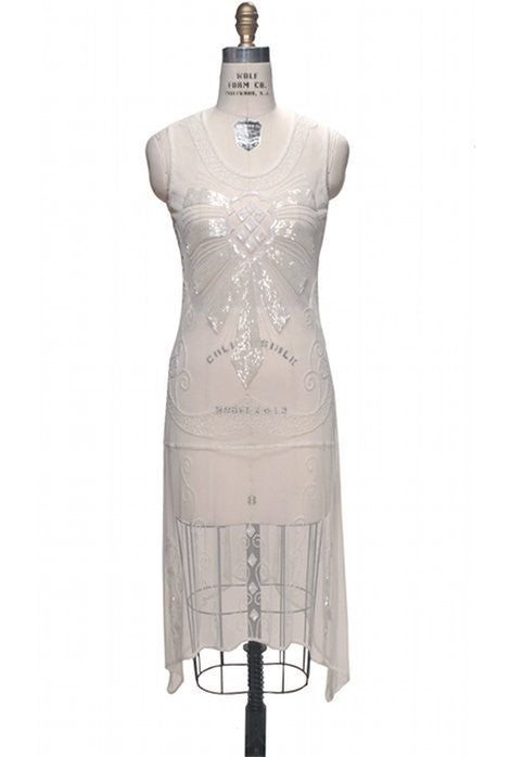 Flapper Style Art Deco Party Dress in Pearl by The Deco Haus