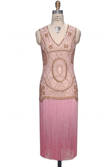 Old Hollywood Glamour Dress in Gold-Pink - SOLD OUT