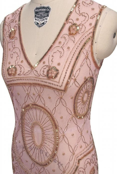 Old Hollywood Glamour Dress in Gold-Pink - SOLD OUT